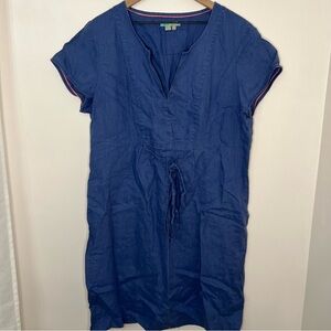 Boden Shift Dress Women's Size 16R 100% Linen Blue Casual Office Shift Lagenlook